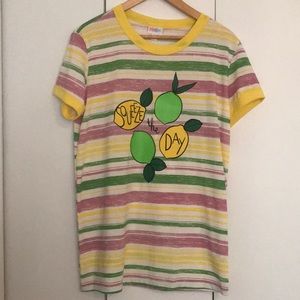 LuLaRoe Squeeze the Day Citrus Striped Tee, Summer Lemon Lime, Ringer Tee LuLa